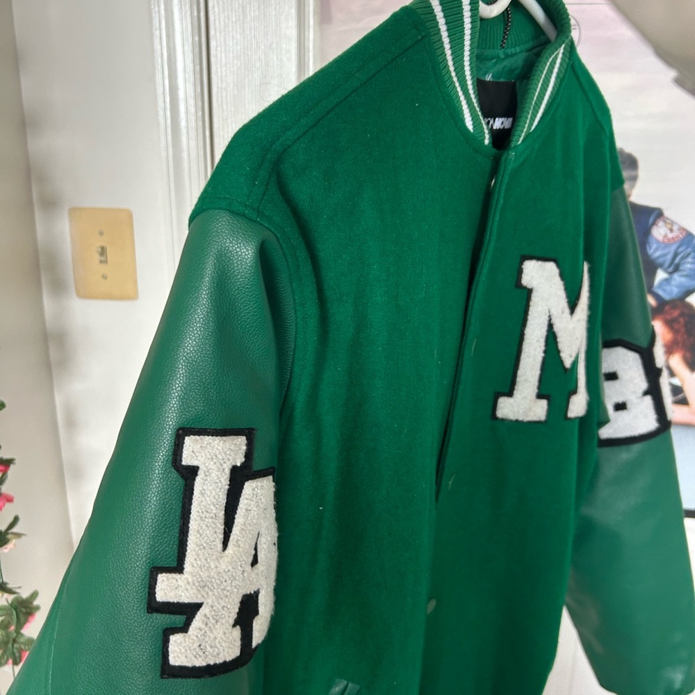 Green Varsity Jacket with Letter Patches